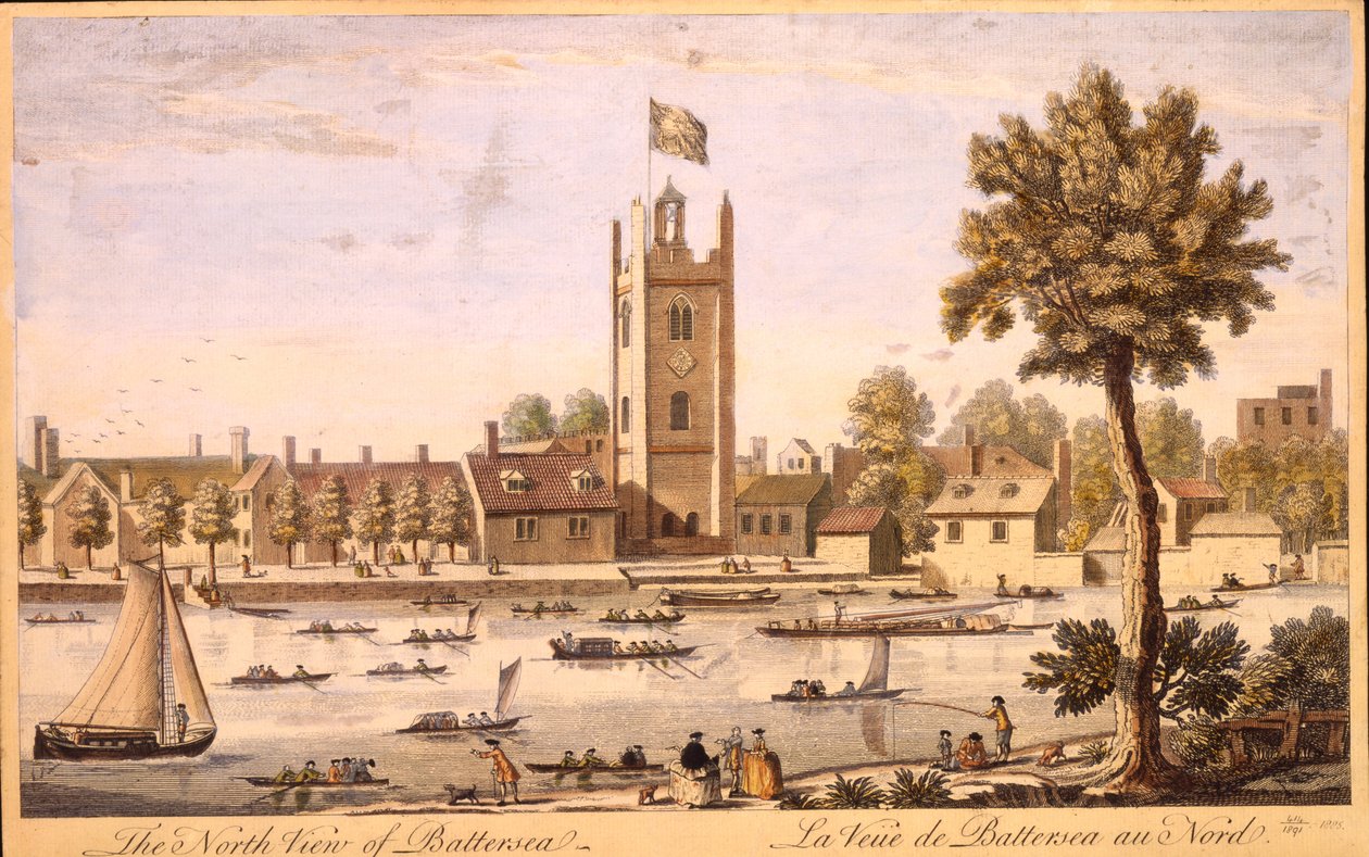 Nordutsikten over Battersea ca. 1744 av English School