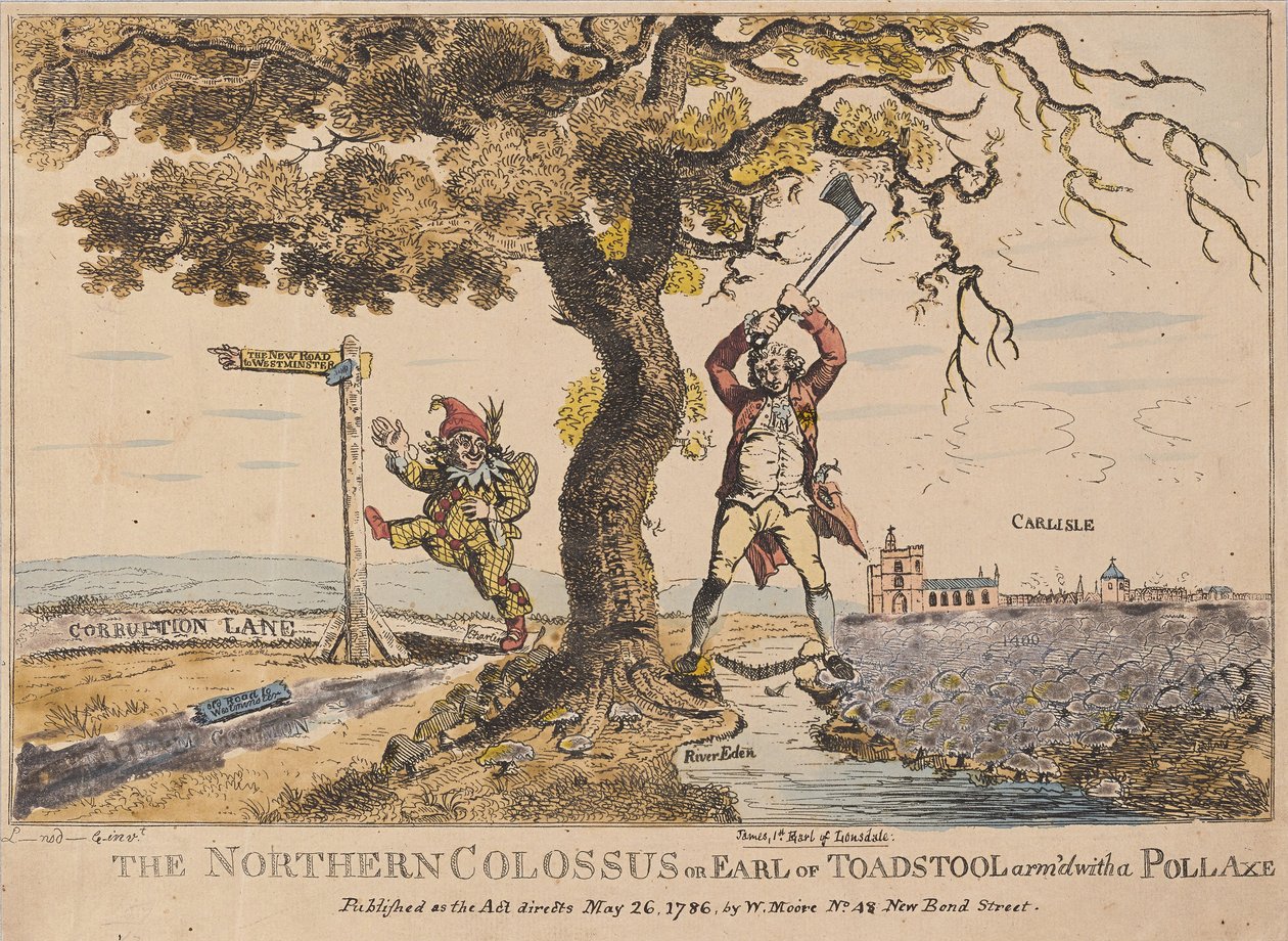 The Northern Colossus eller Earl of Toadstool, pub. 1786 (håndfarget gravering) av English School