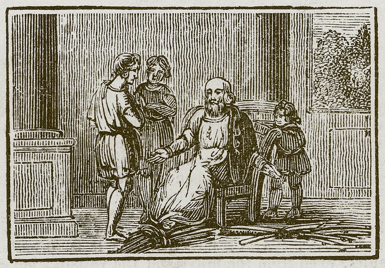 Den gamle mannen og sønnene hans (gravering) av English School