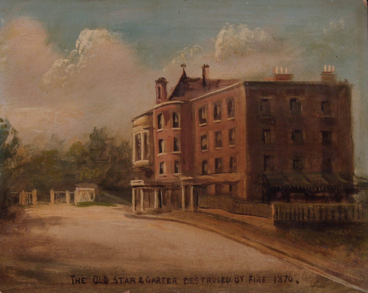 Den gamle "Star and Garter", ødelagt av brann, 1870 av English School