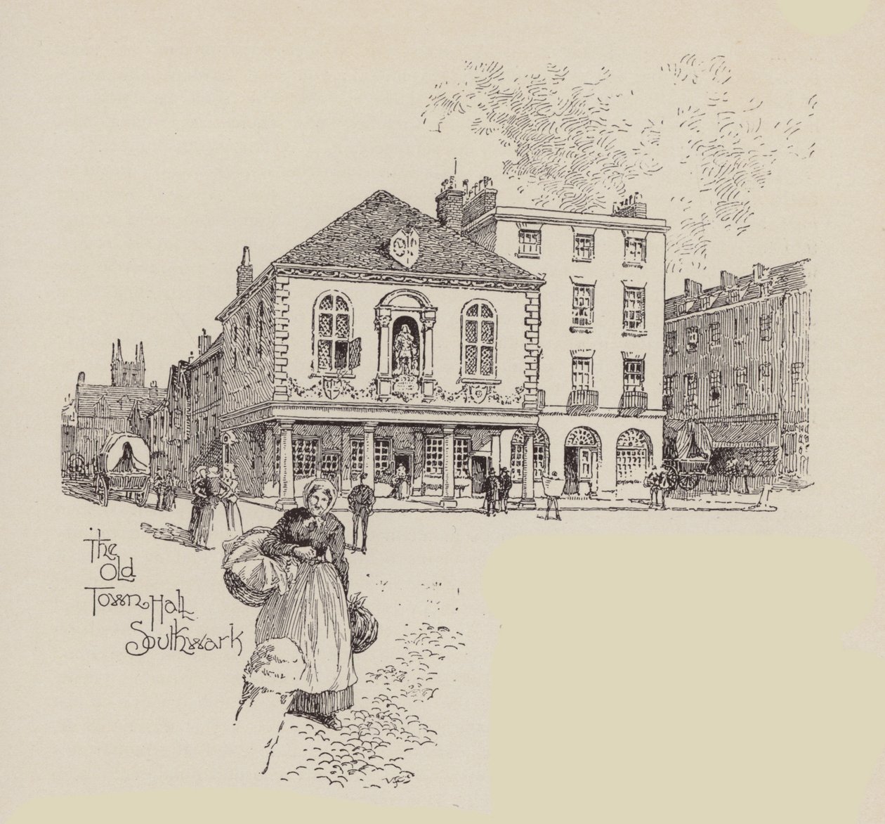 Det gamle rådhuset i Southwark (litografi) av English School