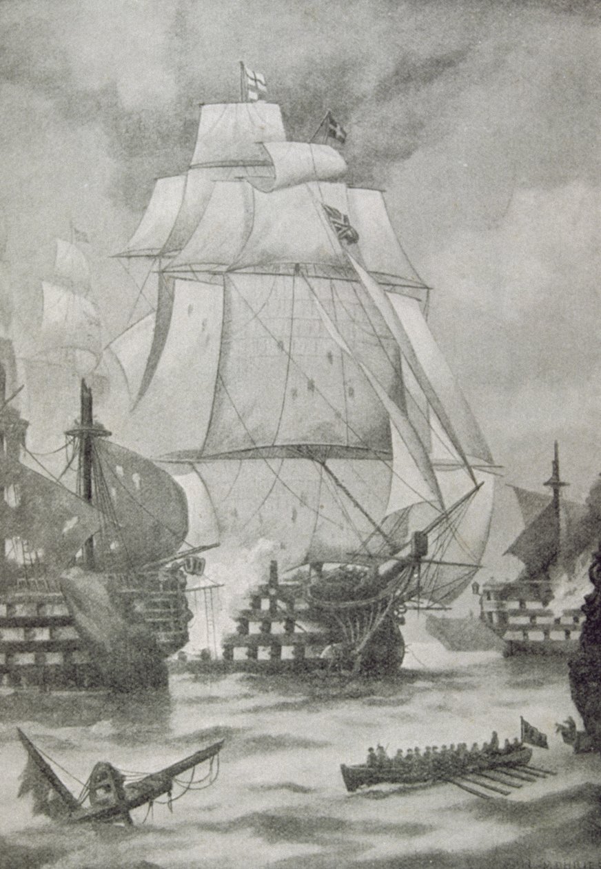 Åpningen av slaget ved Trafalgar av English School