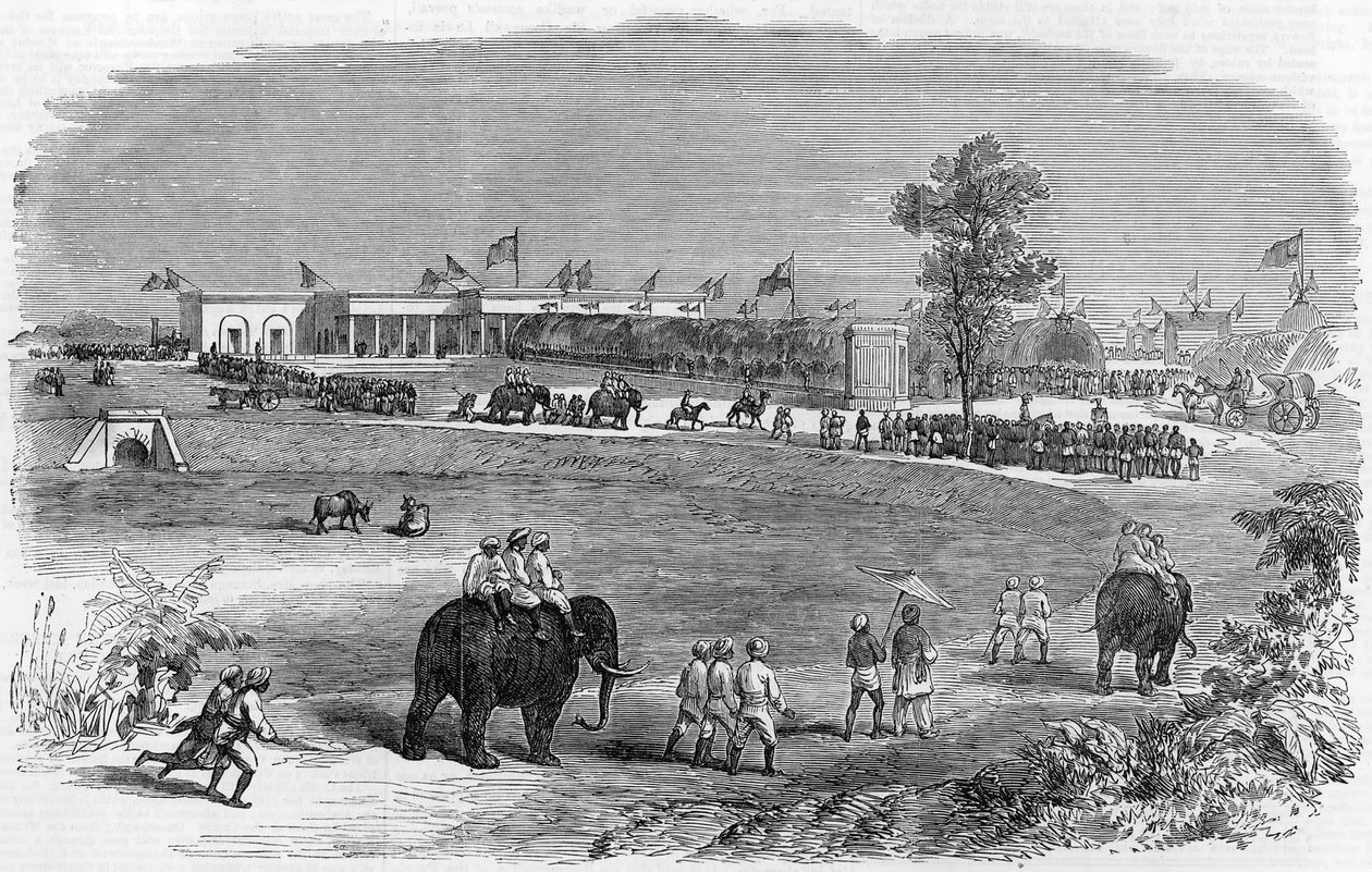 Åpningen av den østindiske jernbanen: Burdwan-stasjonen, 1855 av English School