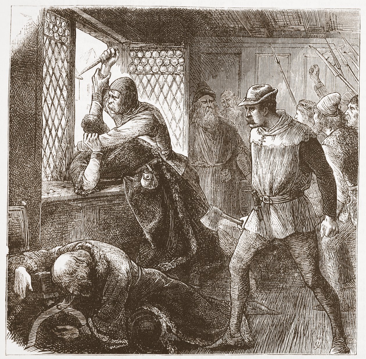 The Outrage at Prague, illustrasjon fra The History of Protestantism av James Aitken Wylie (1808-1890), pub. 1878 av English School