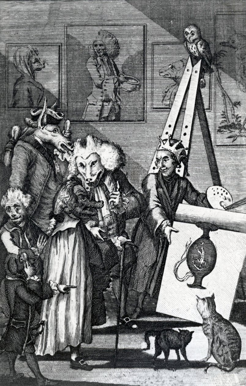 Maleren sender inn bildet sitt til undersøkelsen av kjennere og antikvarer, 1774 av English School