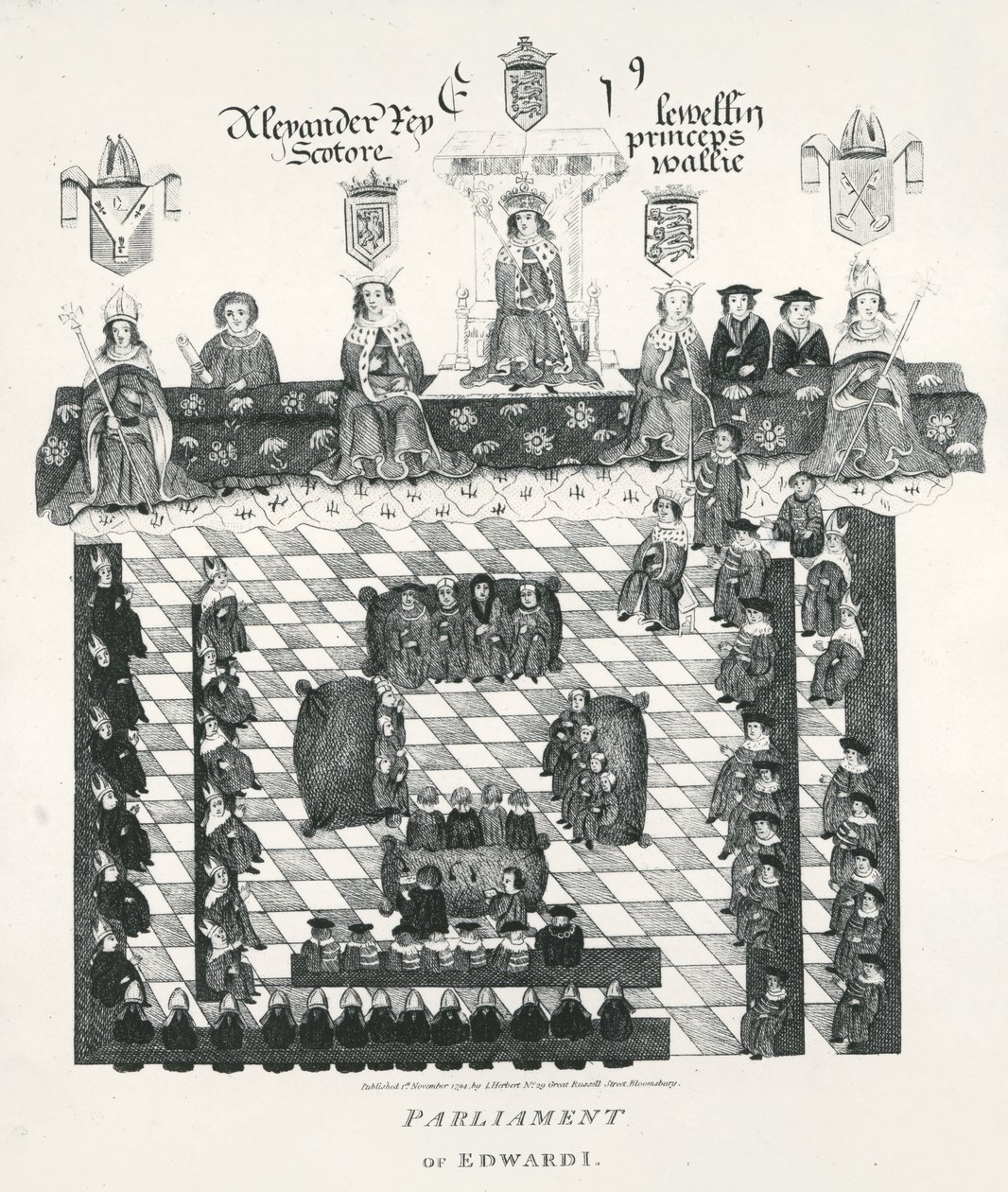 Parlamentet til Edward I (1239-1307) kopi fra Wriothesley-manuskriptet fra ca. 1523, pub. i 1794 av English School
