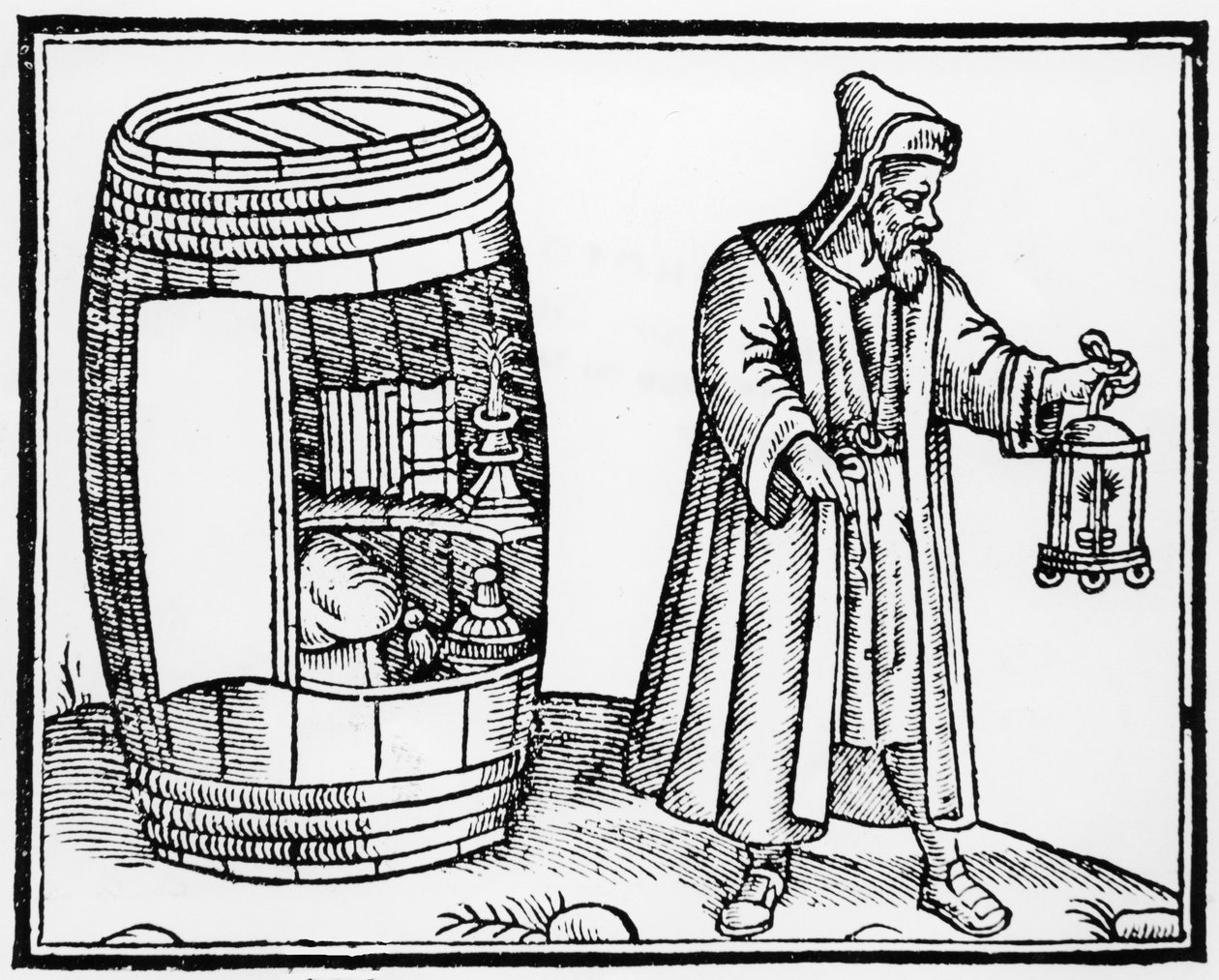 Filosofen Diogenes leter etter en ærlig mann i City of London med lykten sin av English School
