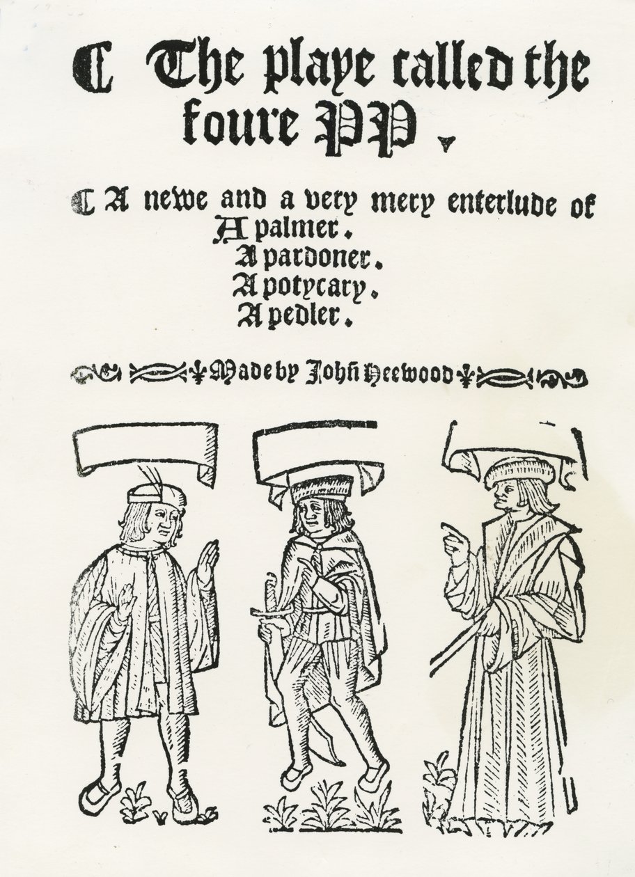 The Play kalte de fire PP, ca. 1530 (tresnitt) av English School