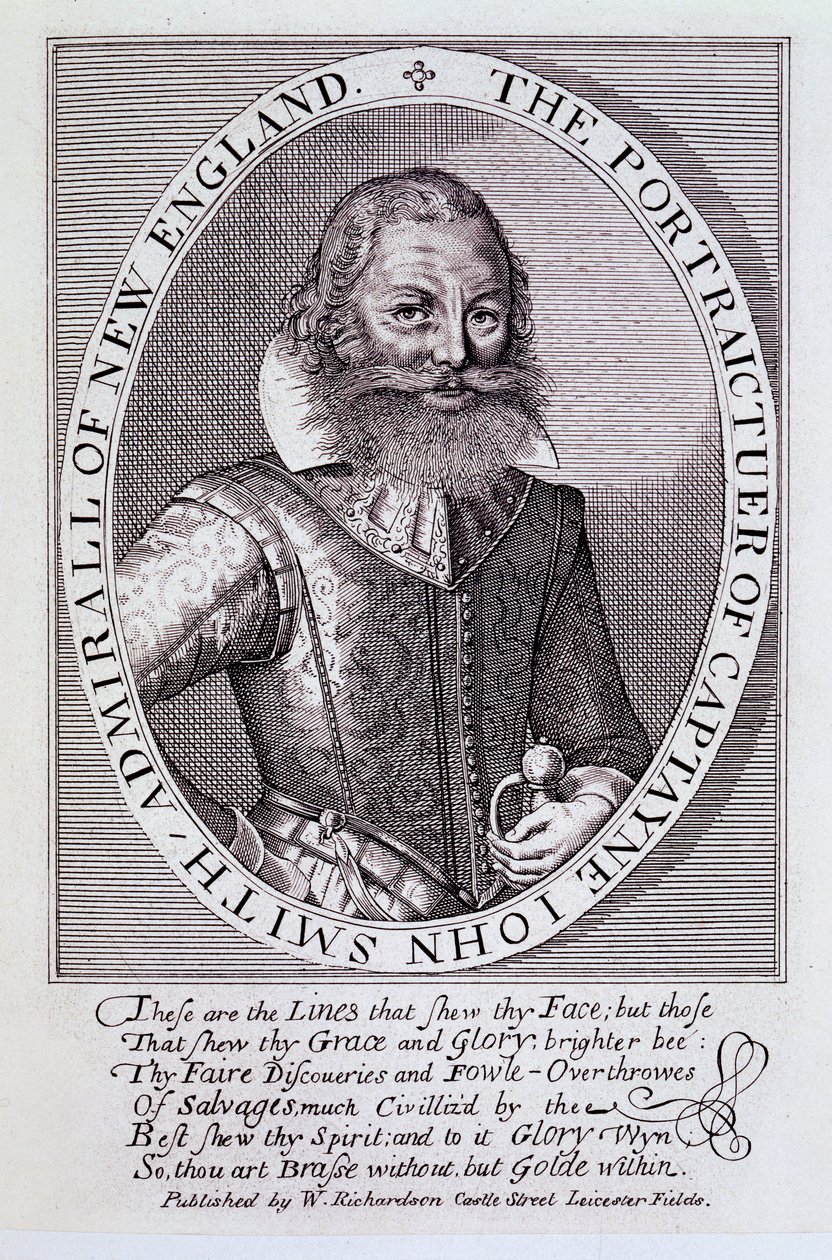 Portrettet av kaptein John Smith, admiral av New England av English School