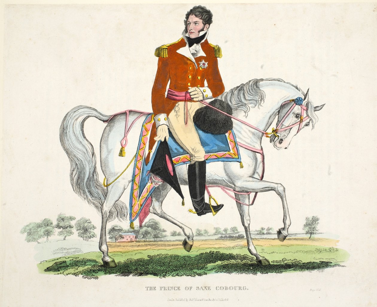Prinsen av Saxe Coburg, pub. av Richard Evans, engr Romney, illustrasjon fra An Historical Account of the Battle of Waterloo av William Mudford, 1816 av English School