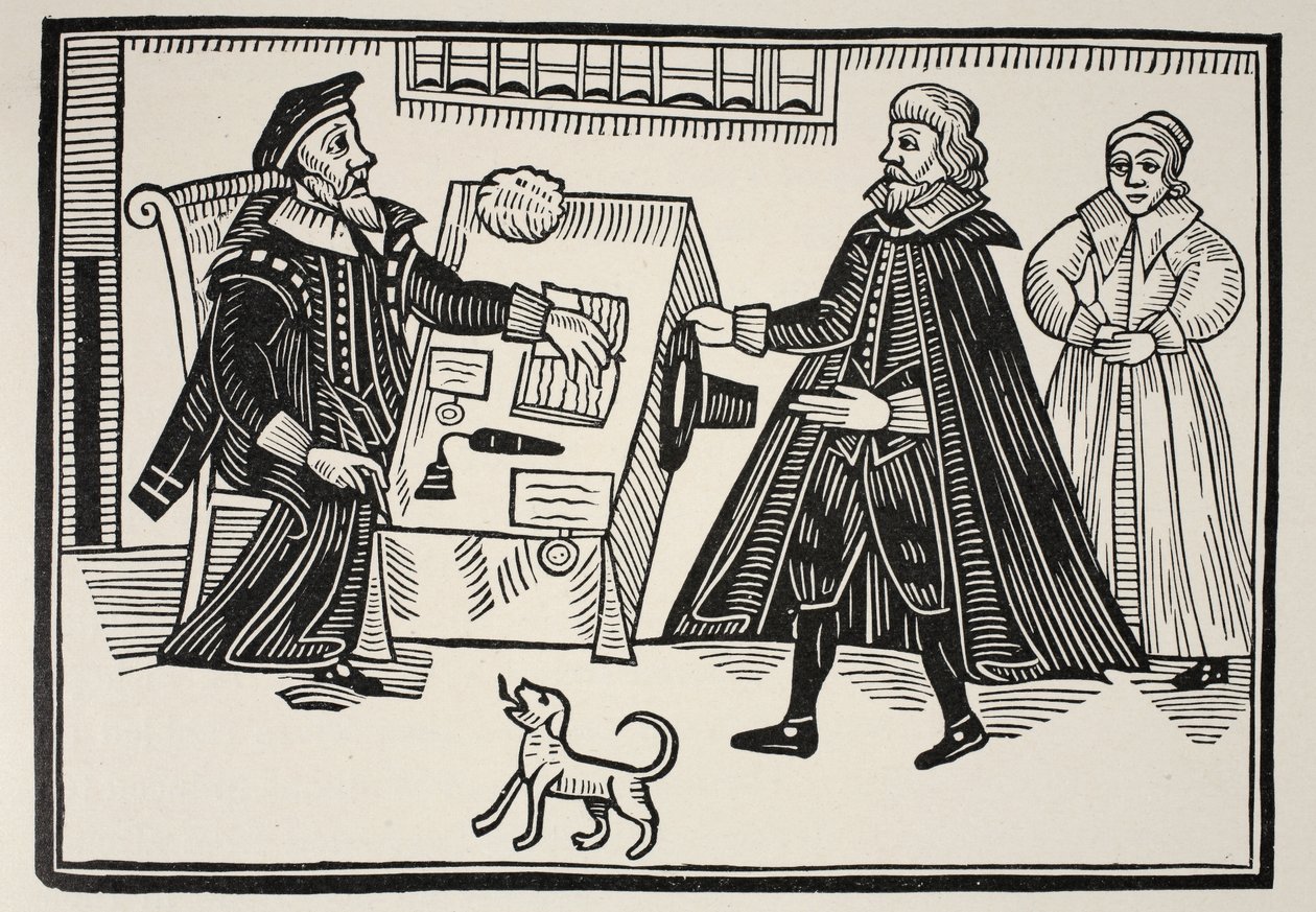 The Proctor and Parator, tittelside til en traktat om overgrepene og overdrivelsene til de åndelige domstolene, 1641 av English School