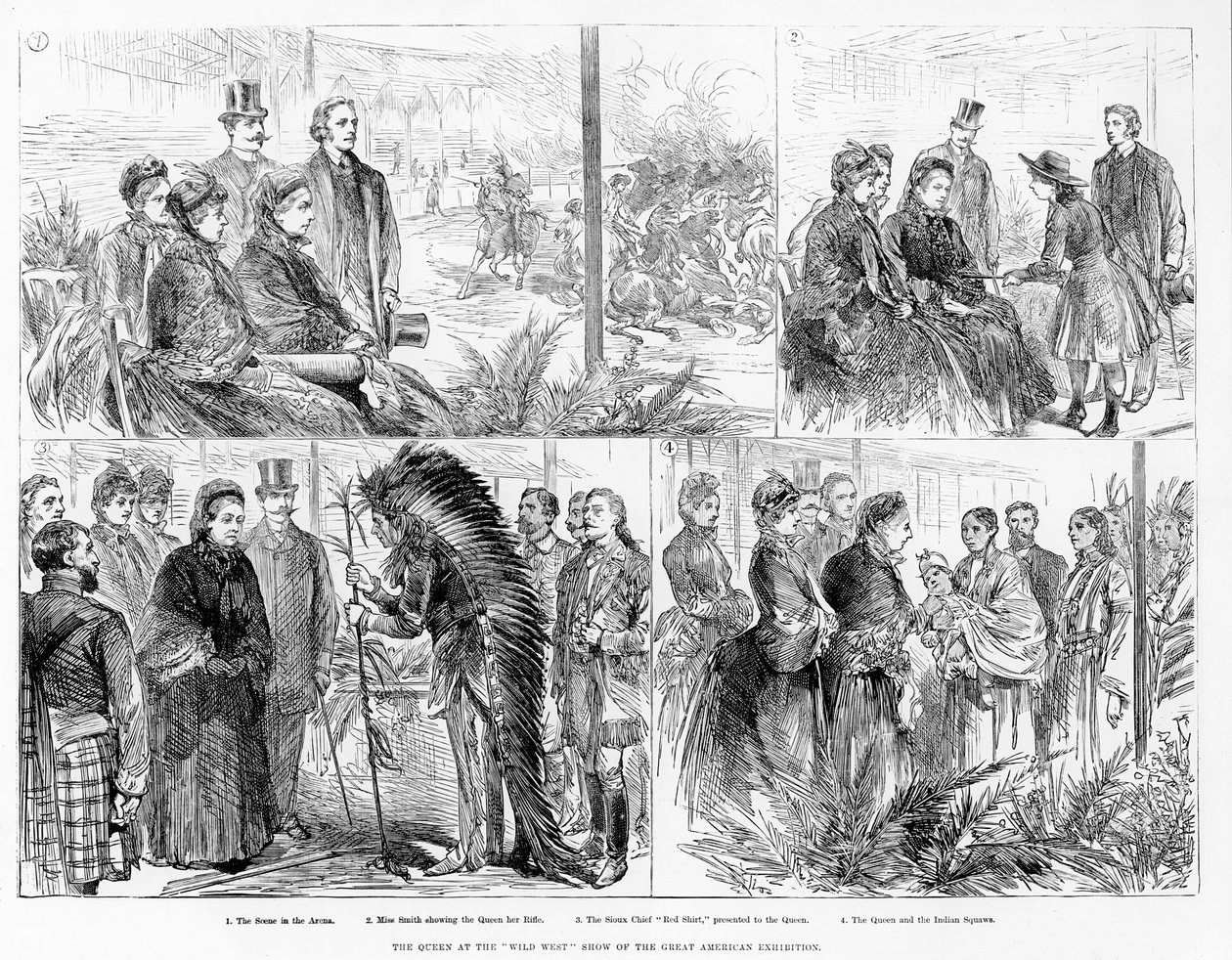 Dronningen på Wild West-showet til Great American Exhibition, 1887 av English School