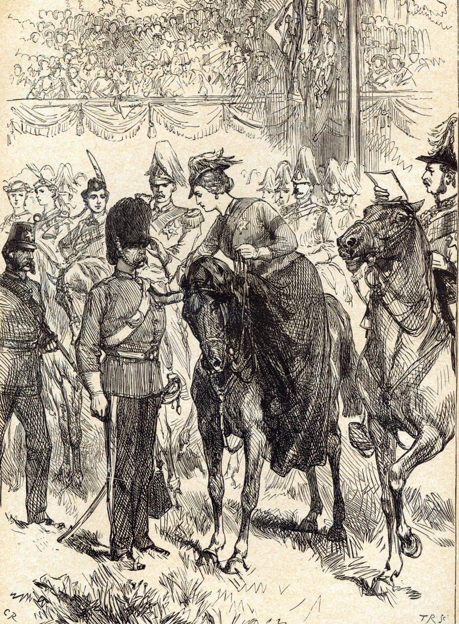Dronningen distribuerer Victoria Crosses i Hyde Park av English School