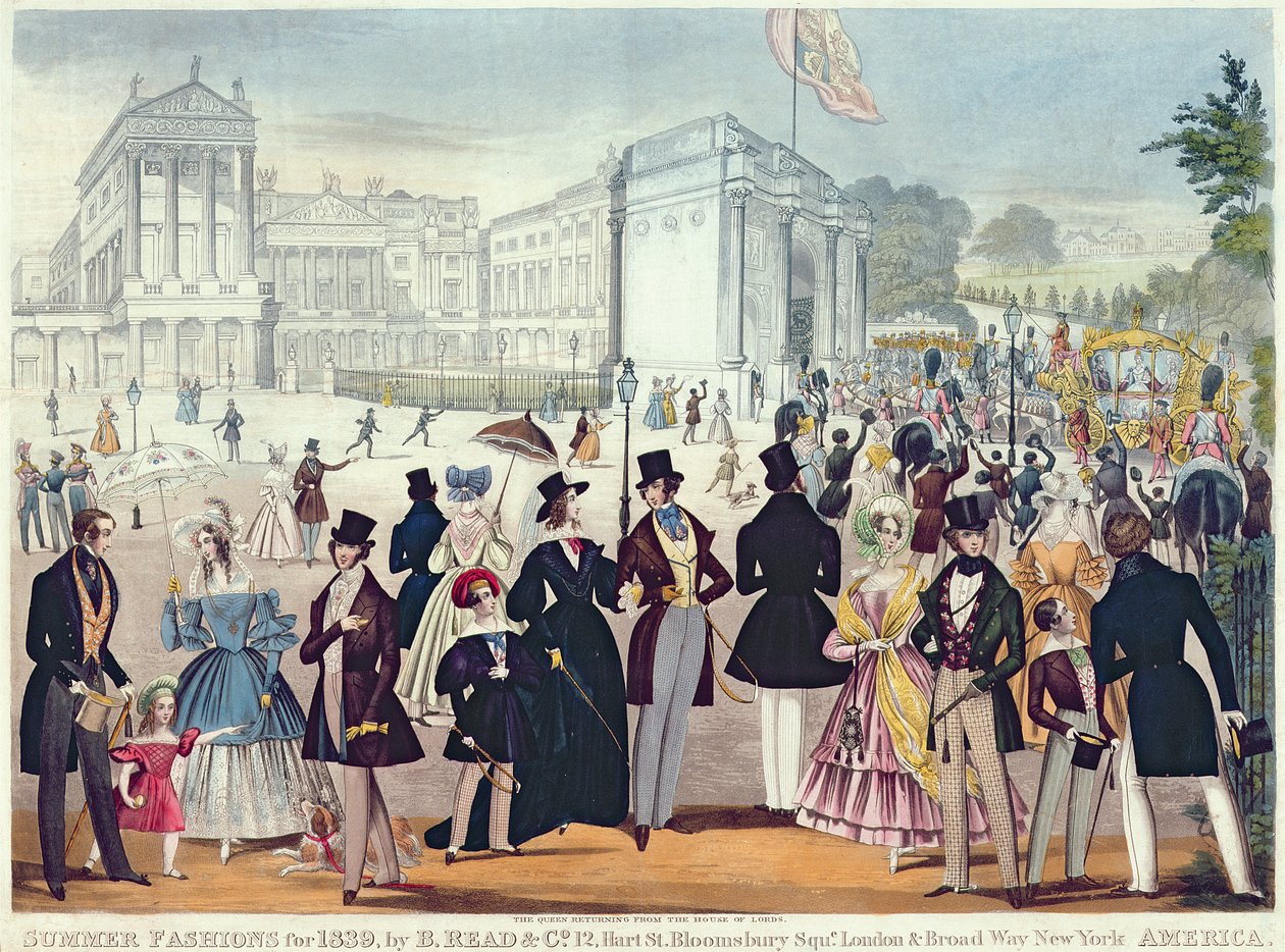 Dronningens retur fra House of Lords, 1839 (gravering med akvatint) av English School