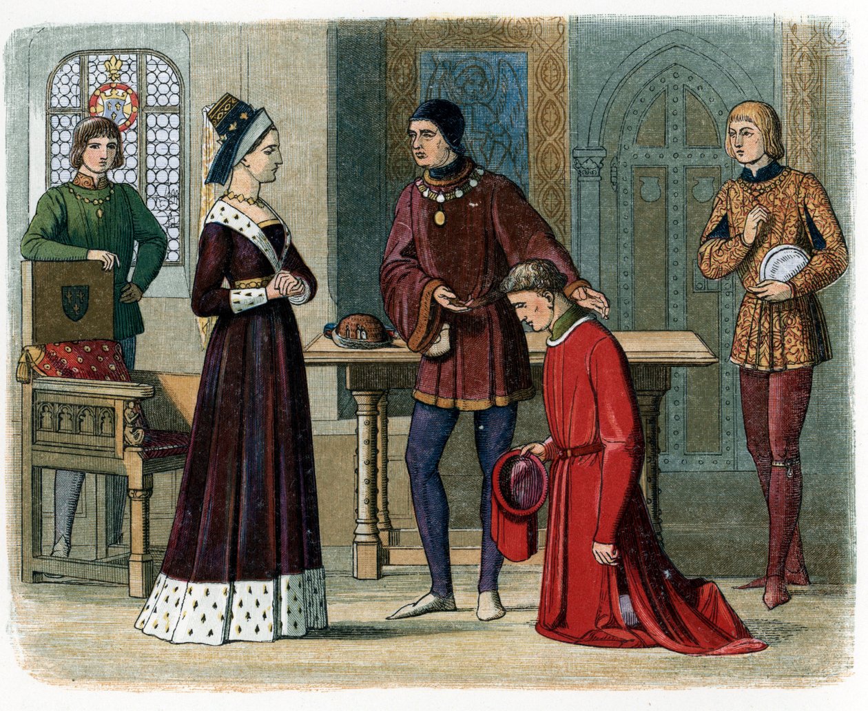 The Reconciliation of Richard Neville, Earl of Warwick, with Margaret of Anjou, illustrasjon fra 