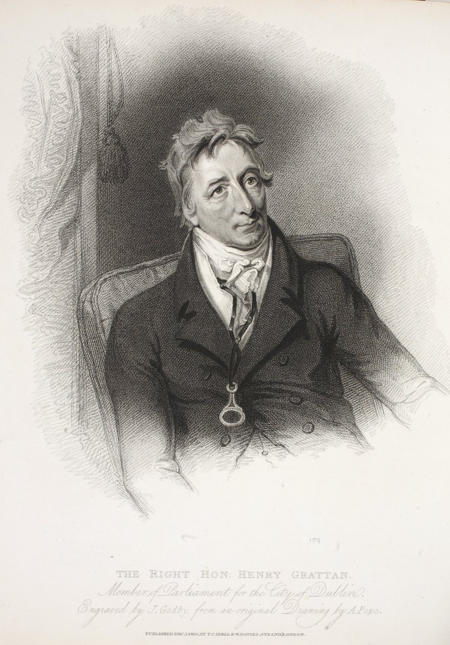 The Right Honorable Henry Grattan, eng J. Godby fra originaltegning av A. Pope, 1810 av English School