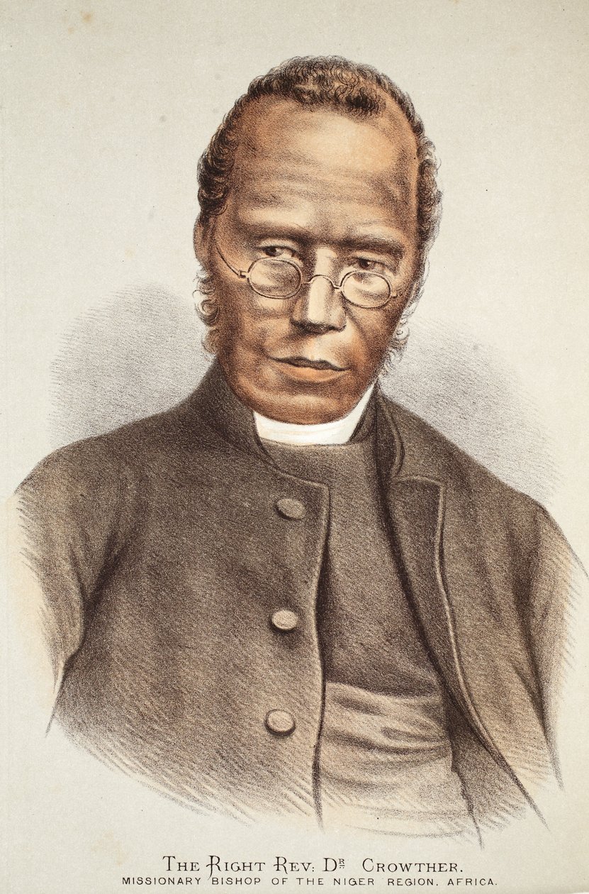 The Right Rev. Dr. Crowther, illustrasjon fra The Pictorial Edition of the Life and Discoveries of David Livingstone av J. Ewing Richie, pub. av A. Fullarton & Co., 1876 av English School