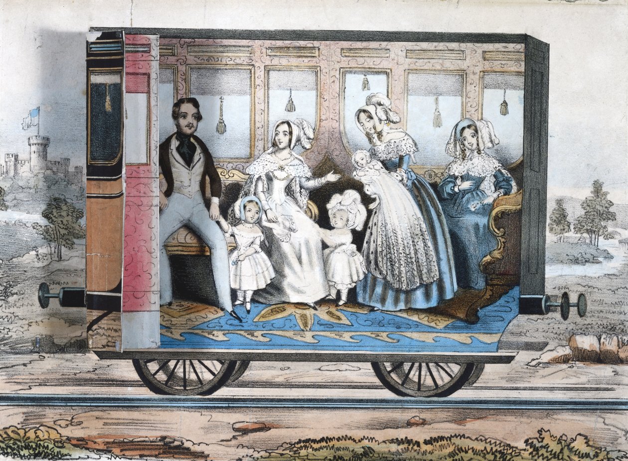 Den kongelige jernbanevogn, ca. 1848 av English School