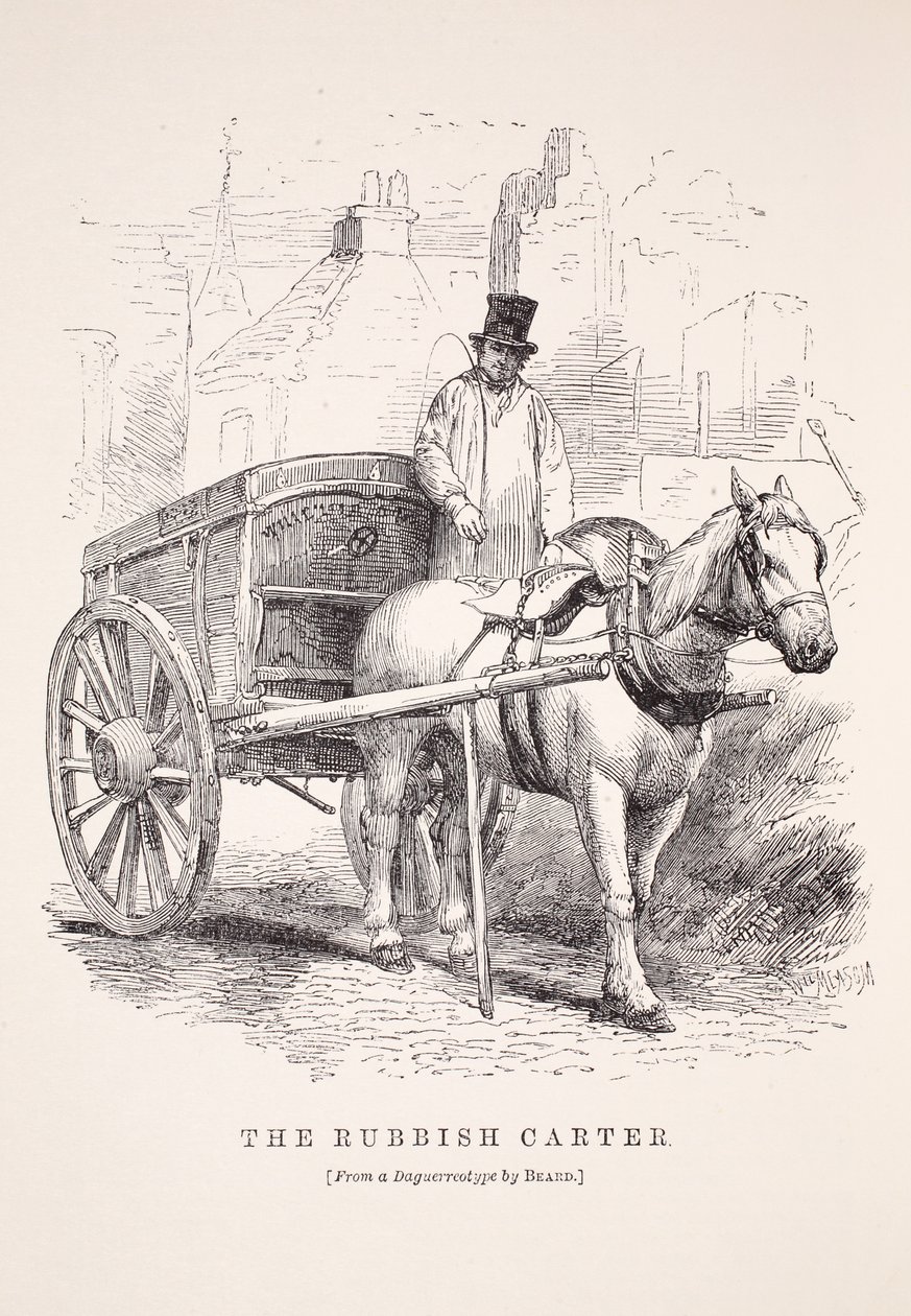 The Rubbish Carter, fra daguerreotypien av Richard Beard, illustrasjon fra London Labour og London Poor av Henry Mayhew, pub. 1862 av English School
