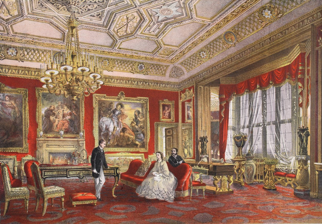 The Rubens Room, Windsor Castle, fra A Memorial of the Marriage of Edward VII and Alexandra of Denmark, pub. 1864 av English School