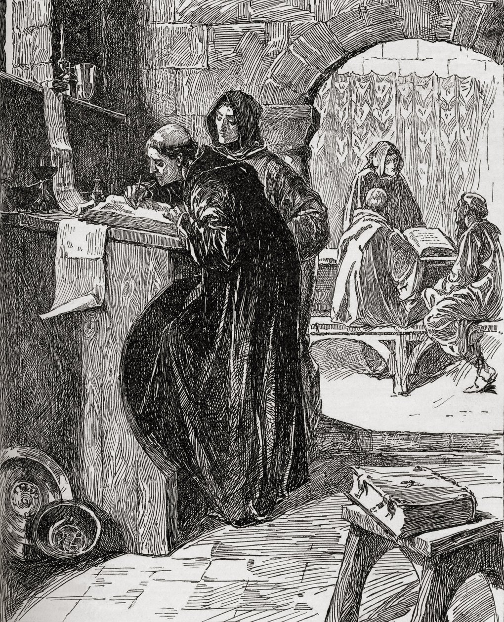 The Scriptorium of a Monastery, fra boken The Church of England: A History for the People, utgitt ca. 1910 av English School