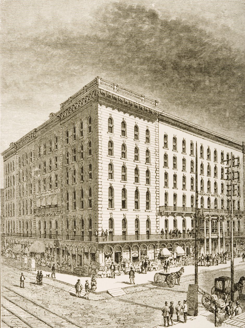 The Sherman Hotel, Chicago, ca. 1870, fra 