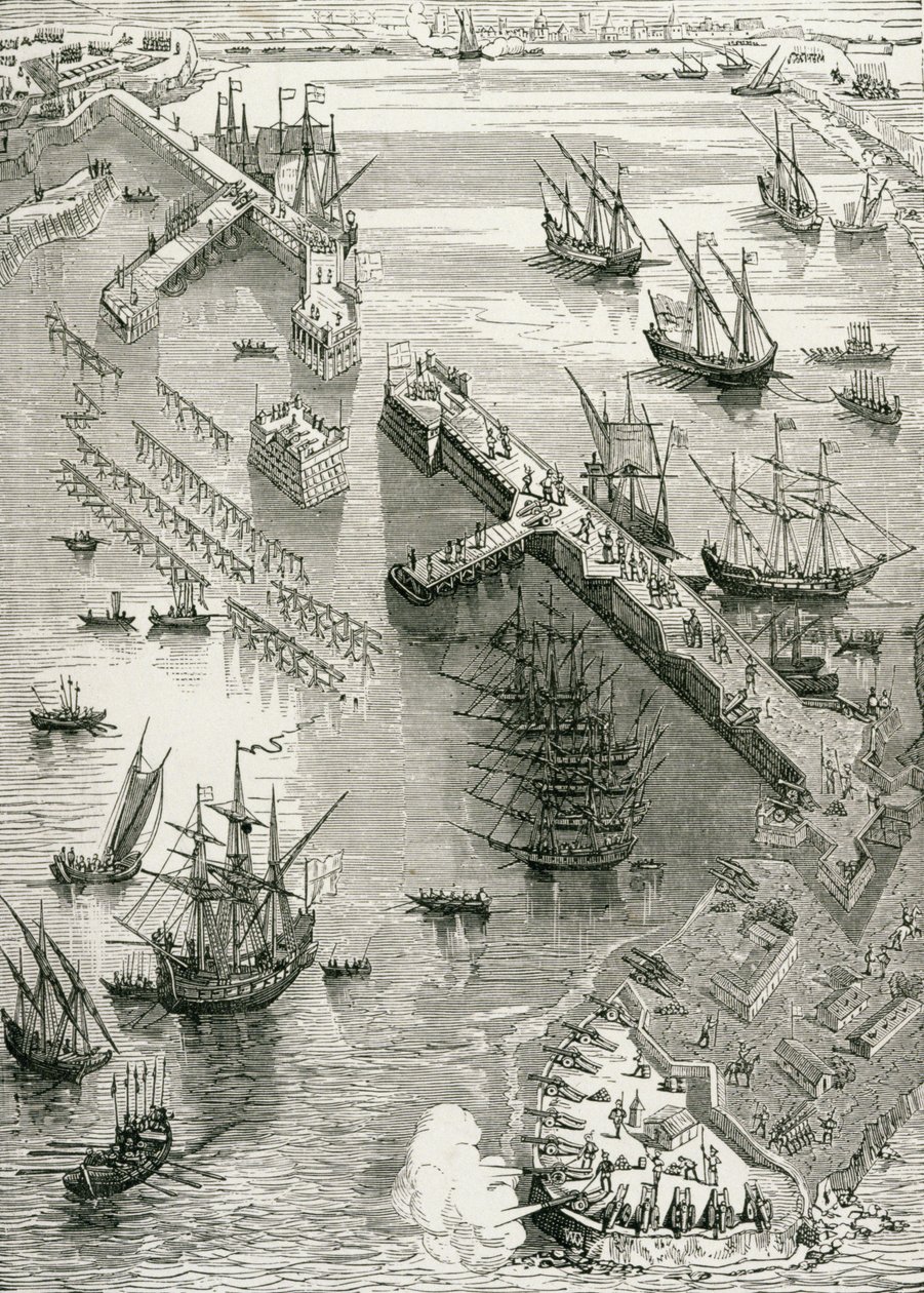 The Siege of Rochelle, fra The History of France, av Emile de Bonnechose, utgitt av Ward, Lock and Co, London av English School