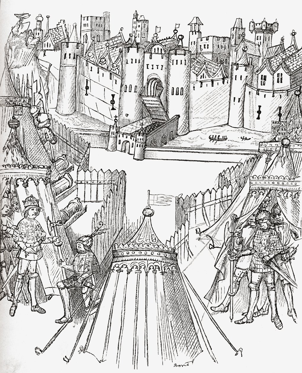 The Siege of Rouen, Frankrike i 1418, fra 'A Short History of the English People' av JR Green, utgitt i 1893 av English School