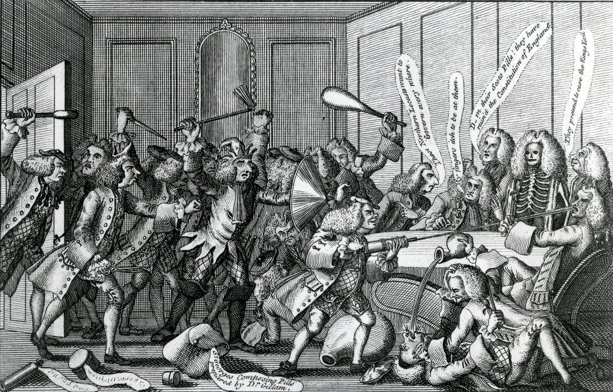 The Siege of Warwick-Castle, eller The Battle between the Fellows and Licenciates, 1768 av English School