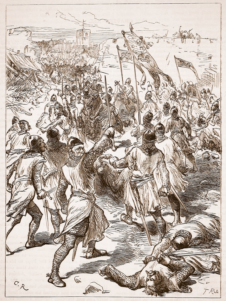 The Siege of Waterford, illustrasjon fra Cassells Illustrated History of England (sepia-foto) av English School