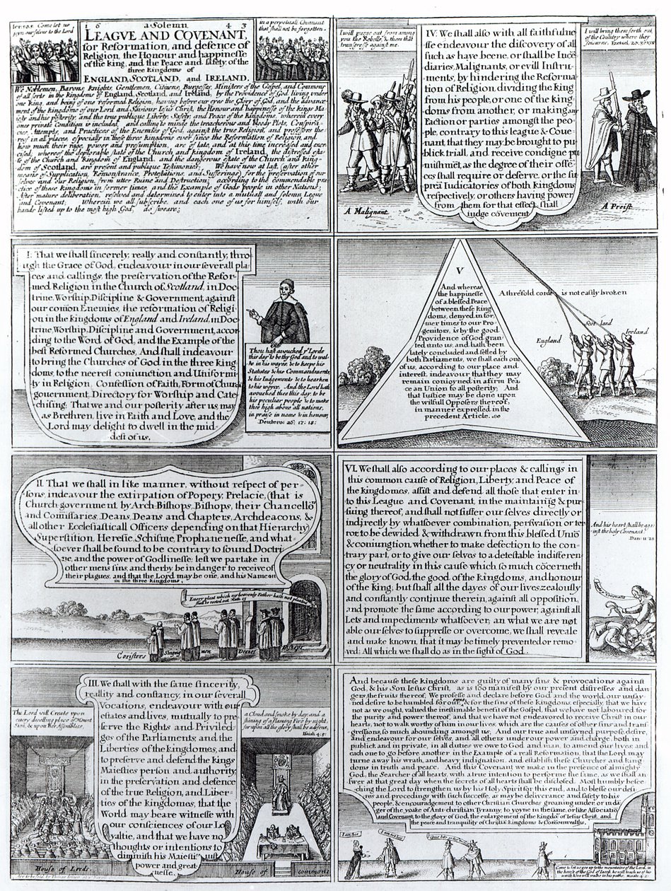 The Solemn League and Covenant av 1643, gravert av W. Hollar (1607-77) av English School