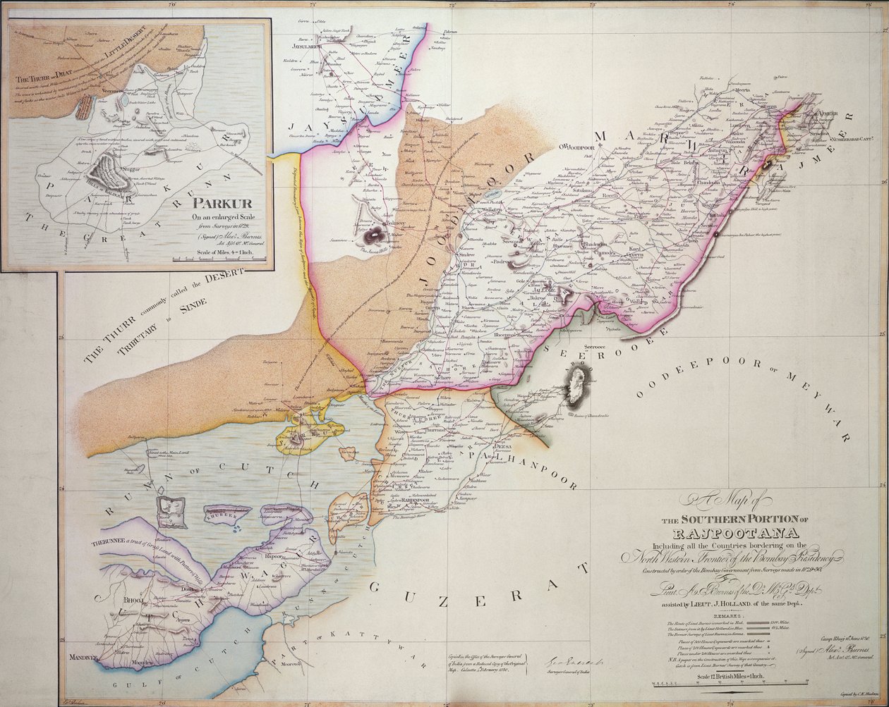Den sørlige delen av Rajpootana, 1820 (fargegravering) av English School