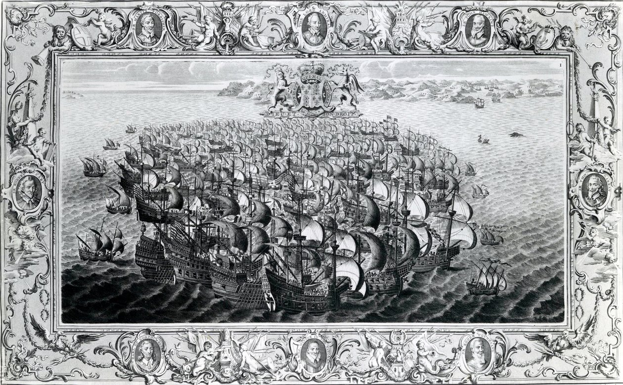The Spanish Armada, utgitt av John Pine, 1739 av English School