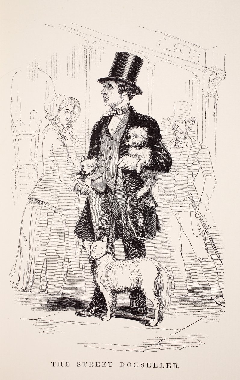 The Street Dog-Seller, illustrasjon fra London Labor og London Poor av Henry Mayhew, pub. 1862 av English School