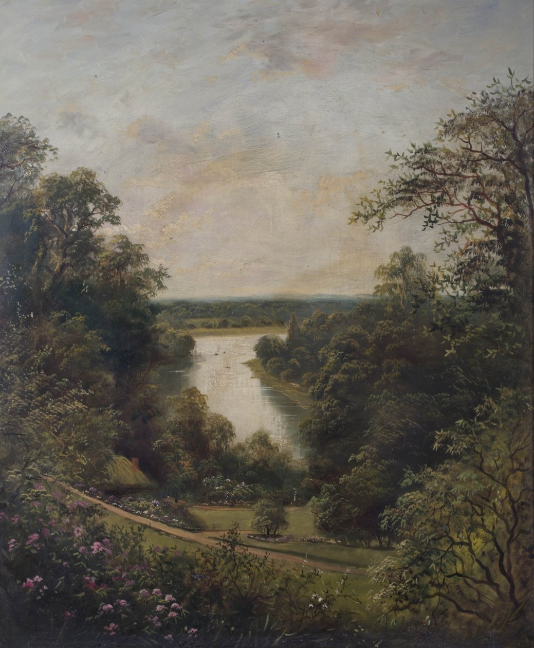 Themsen fra Terrace Gardens, Richmond, Surrey av English School