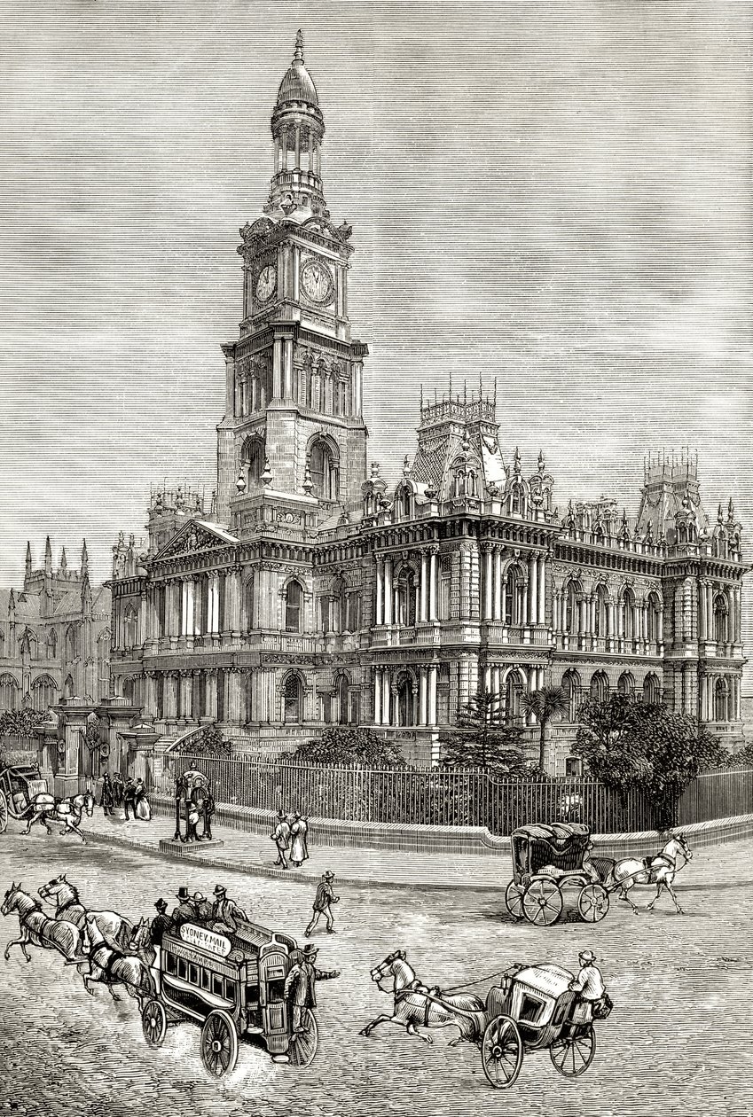 Rådhuset, Sydney, ca. 1880, fra 