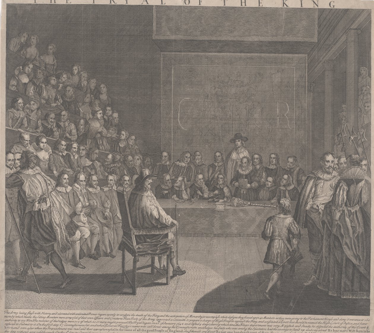 Rettssaken mot kong Charles I (gravering) av English School