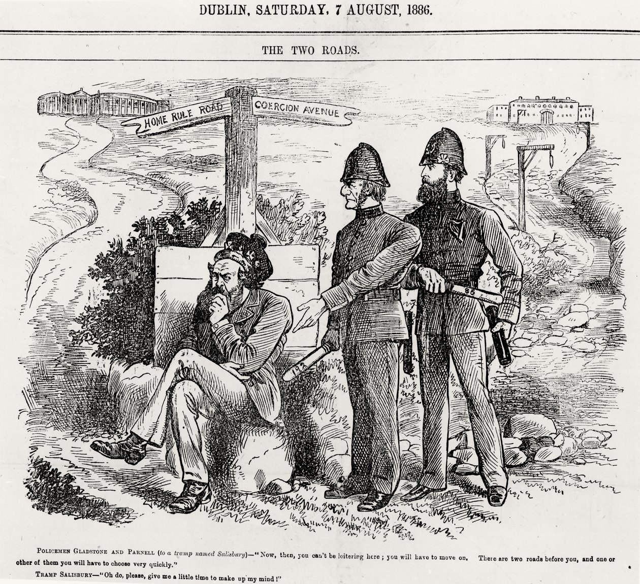 The Two Roads, illustrasjon, pub. 7 august 1886 av English School