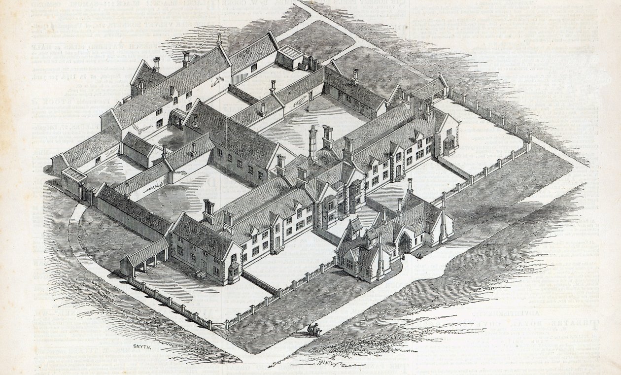 Union Workhouse som skal reises på Canterbury, fra The Illustrated London News, 7. november 1846 av English School