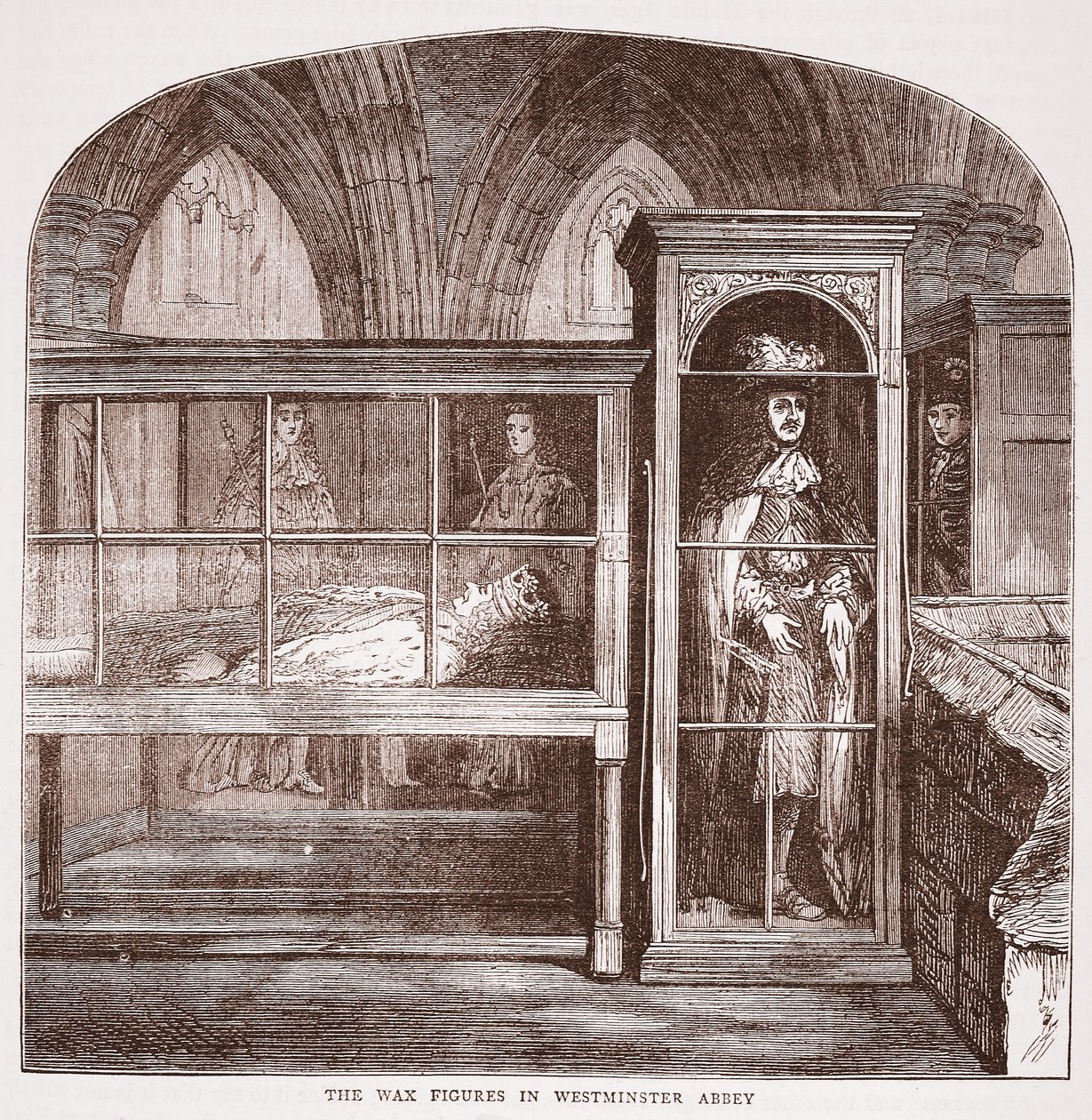 Voksfigurene i Westminster Abbey, ca. 1880 av English School