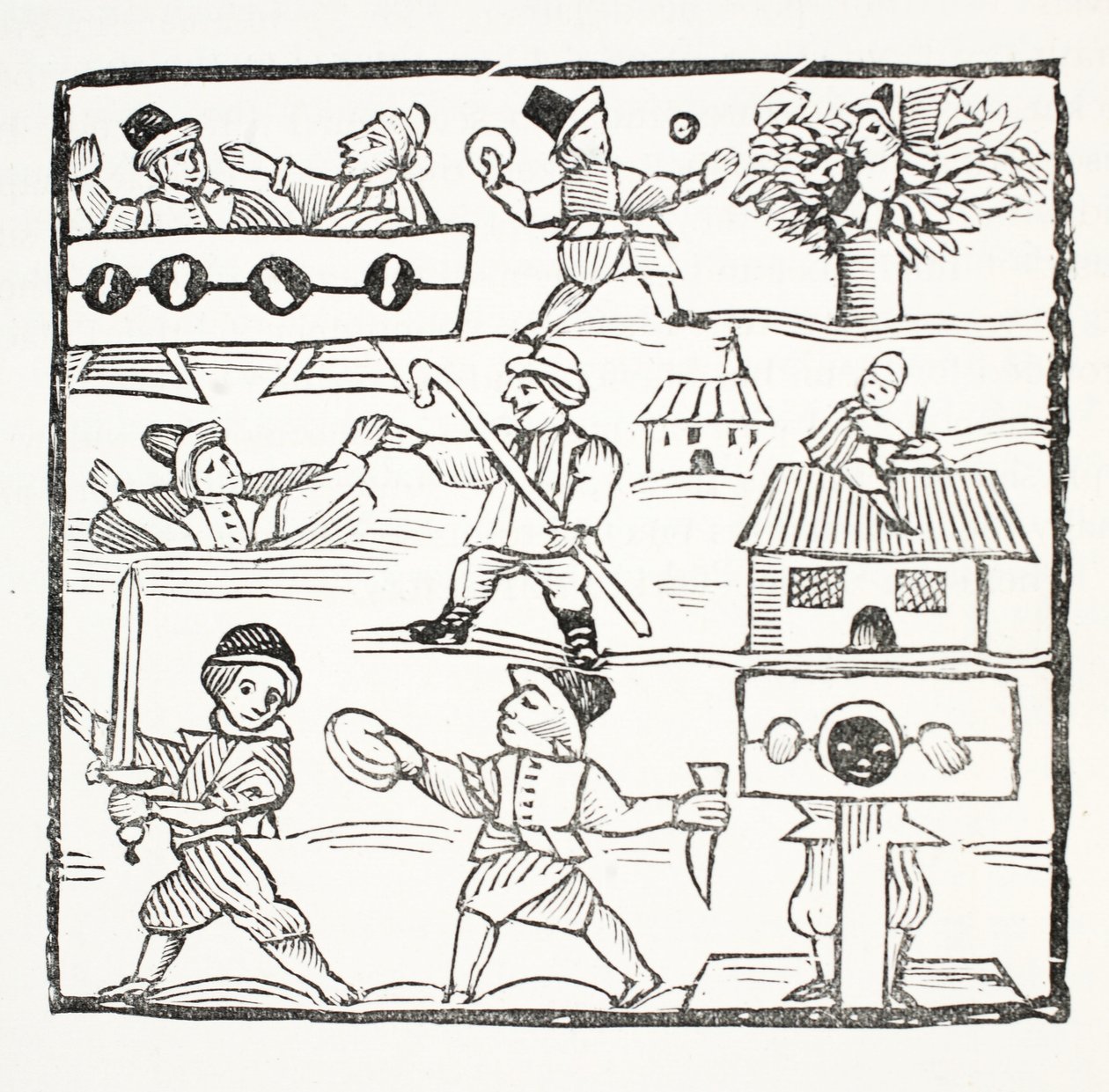 The Welch Traveller, eller The Unfortunate Welchman av Humphrey Cornish, illustrasjon fra Chap-books of the Eighteenth Century av John Ashton, pub. 1882 av English School