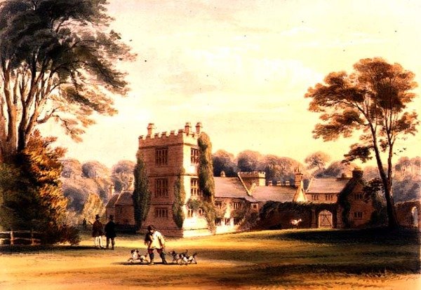 The Western Tower, Cotehele House, ca. 1830-40 (farge litho) av English School