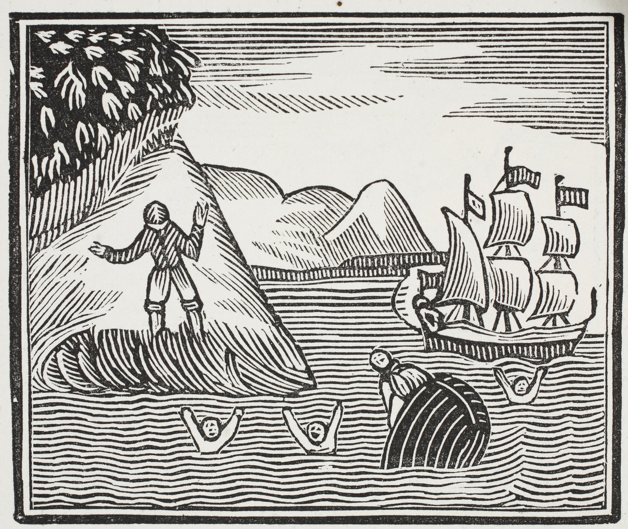 The Wreck, illustrasjon fra Chap-books of the Eighteenth Century av John Ashton, pub. 1882 av English School