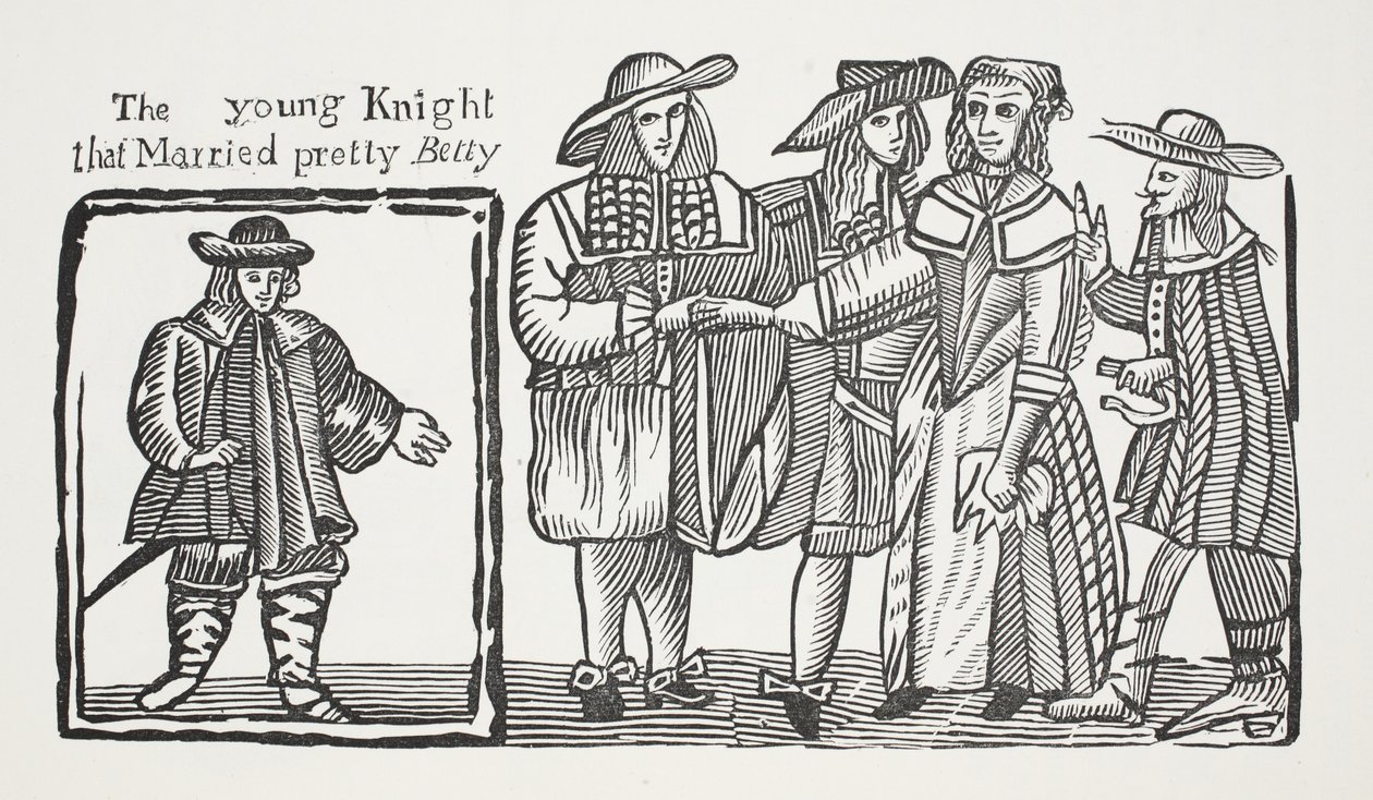 Den unge ridderen som giftet seg med vakre Betty, illustrasjon fra Chap-books of the Eighteenth Century av John Ashton, pub. 1882 av English School