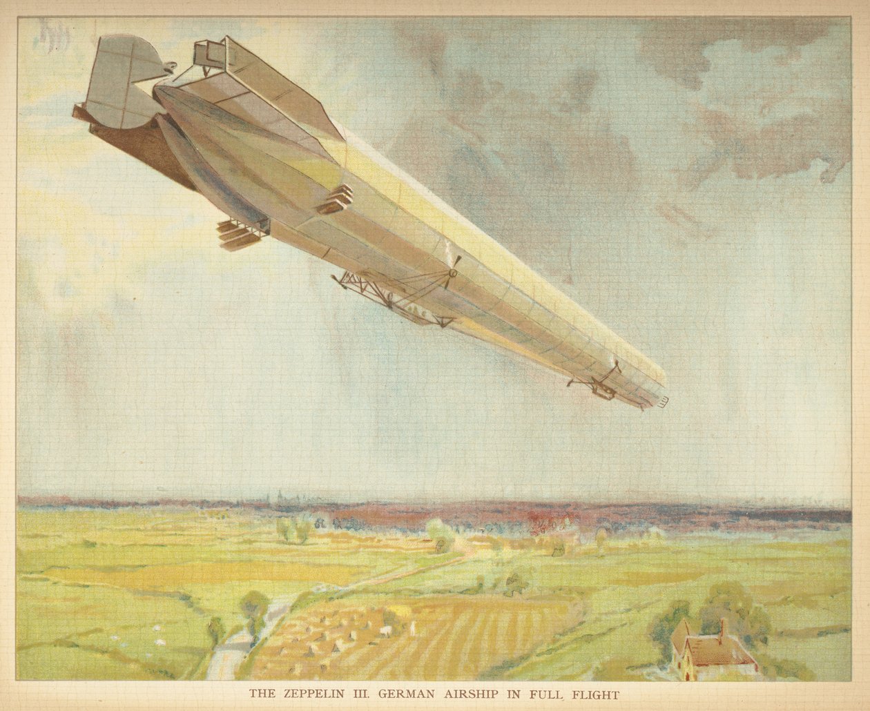 Zeppelin III. Tysk luftskip i full flukt.Lille folkebok over luftskip. London: Ernest Nister, [1912] av English School