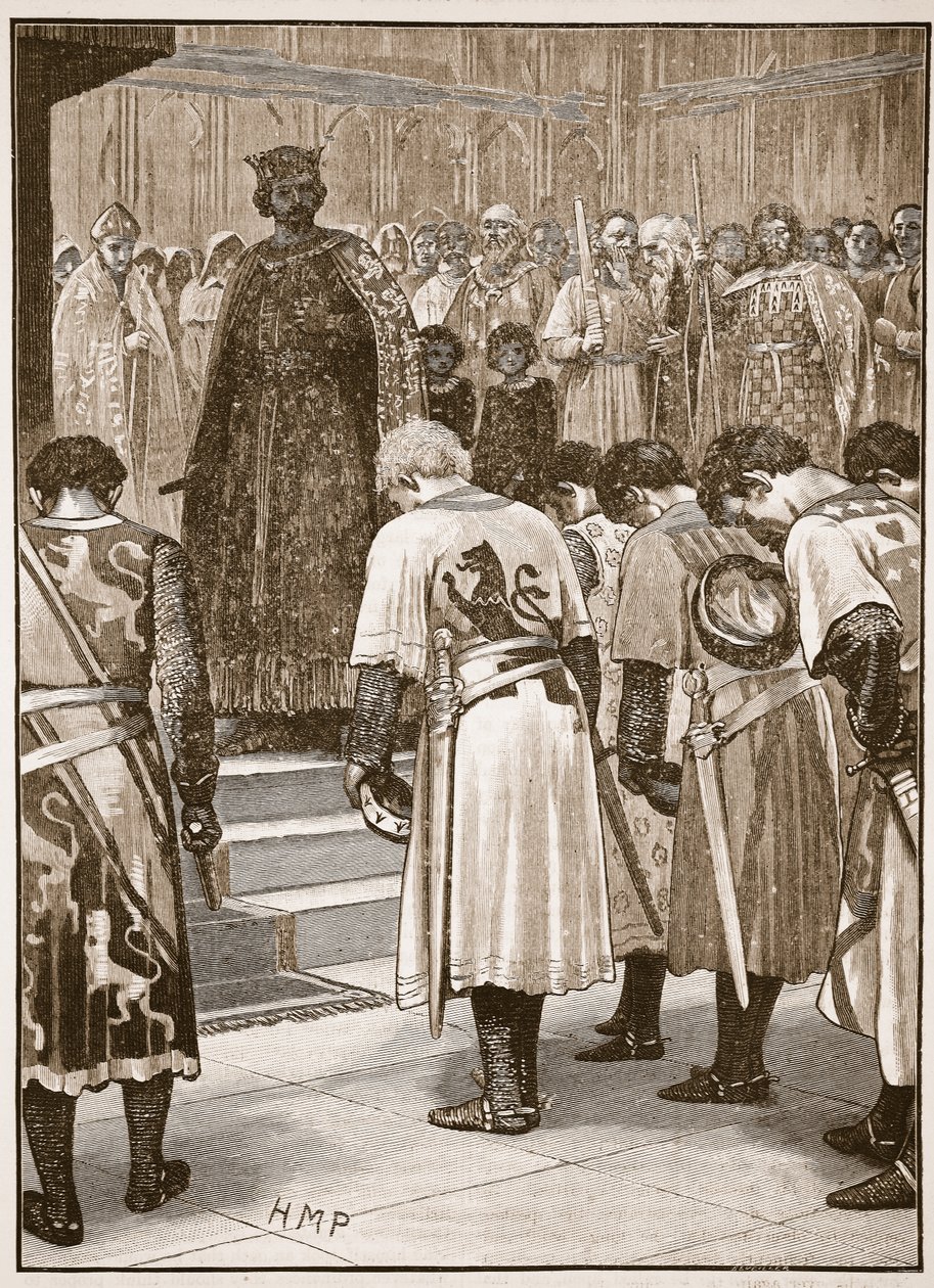 Baronene sender sine krav til Henry, illustrasjon fra Cassells Illustrated History of England (sepia-bilde) av English School