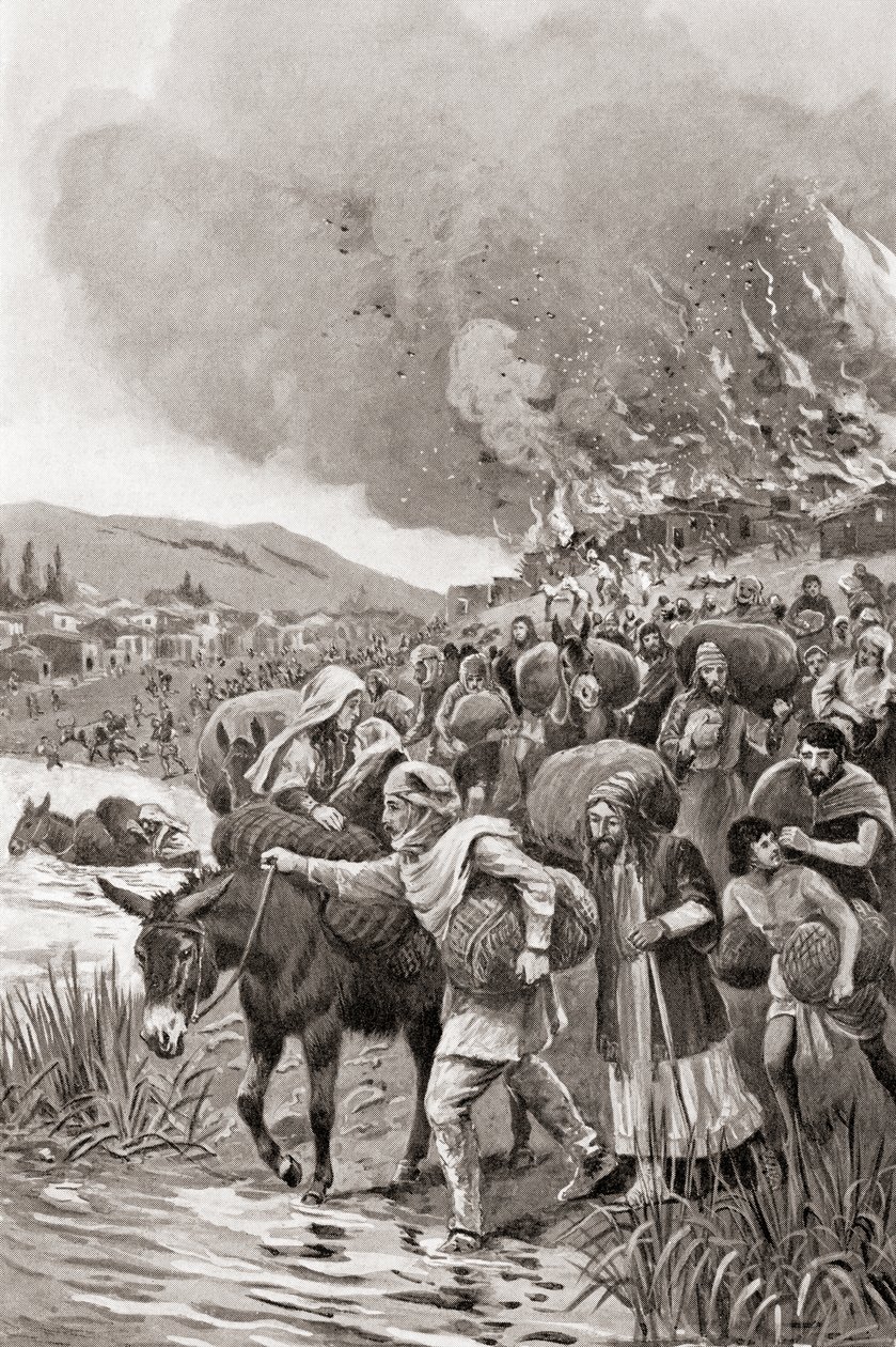 Brenningen av Sardis under det joniske opprøret i 498 f.Kr., fra Hutchinsons History of the Nations, pub.1915 av English School