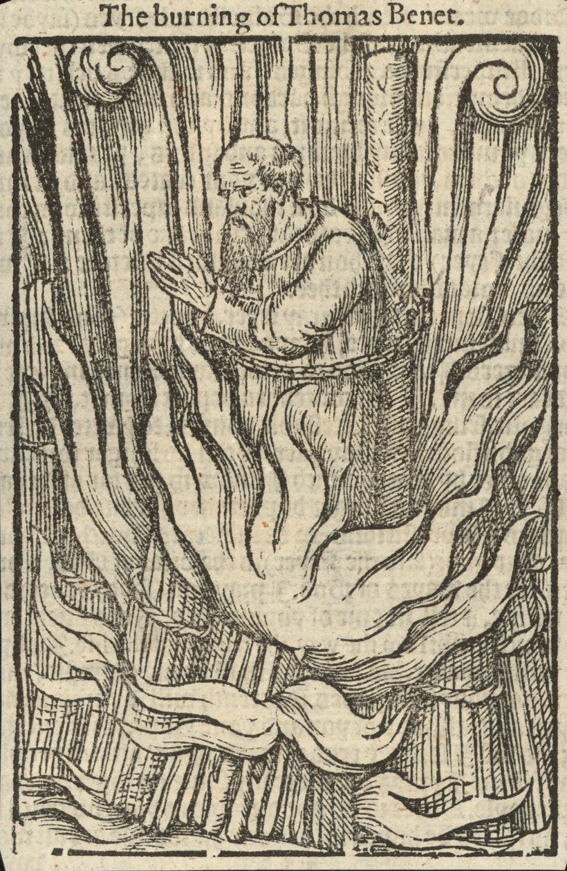 Brenningen av Thomas Benet (gravering) av English School