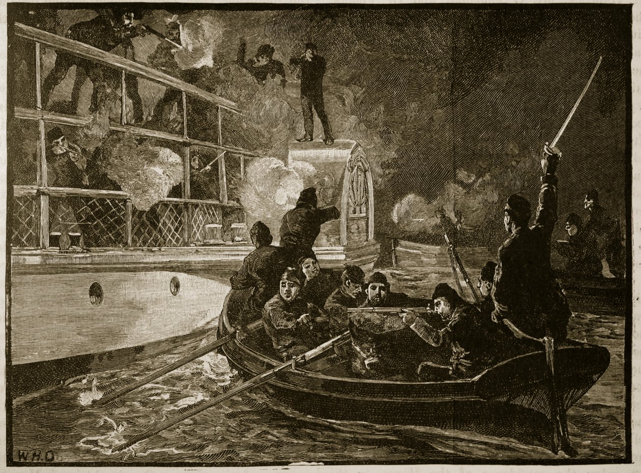 Fangsten av Caroline, 1837, illustrasjon fra Cassells Illustrated History of England (sepiafoto) av English School