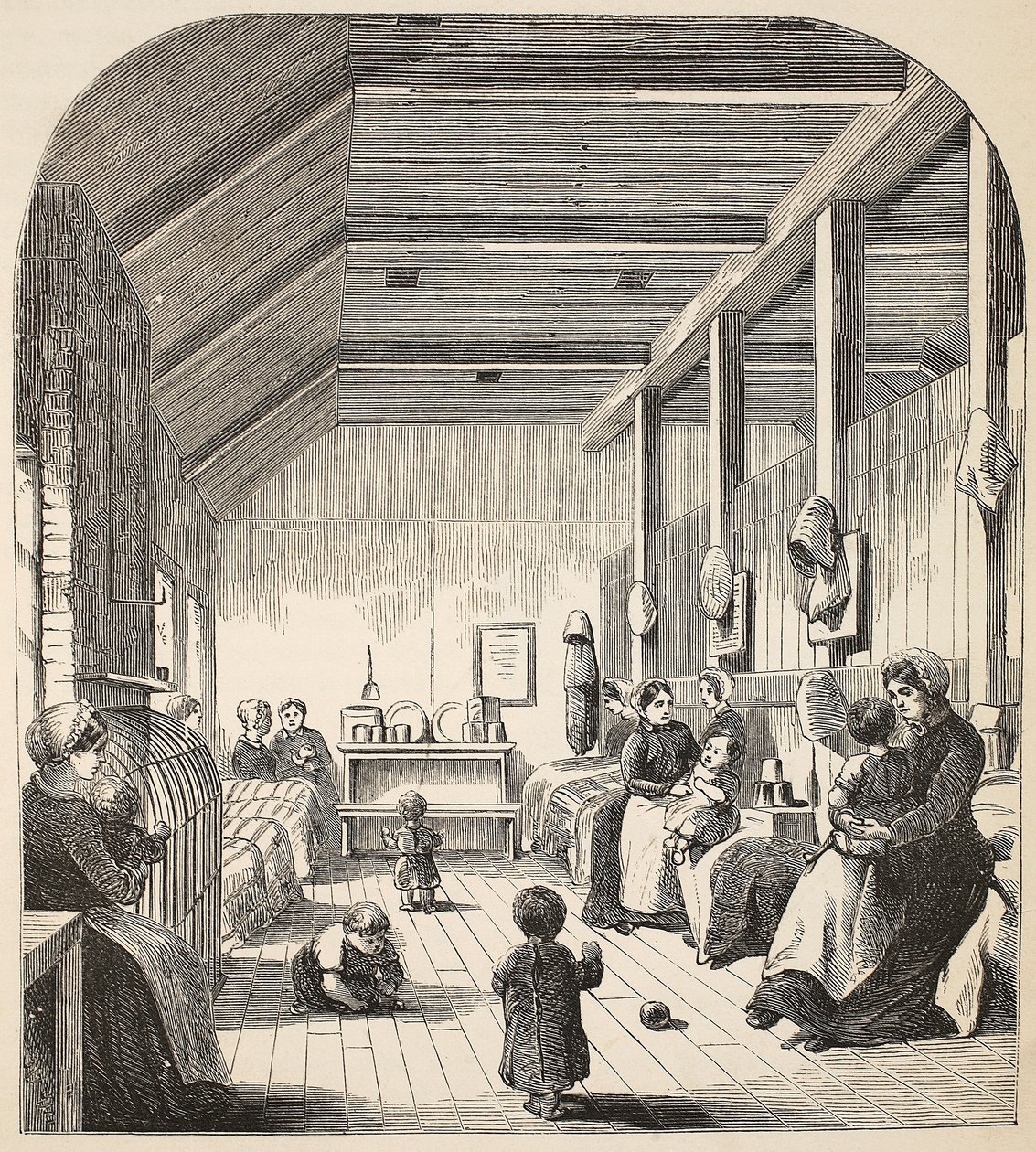 Den straffedømte barnehagen i Brixton, illustrasjon fra The Criminal Prisons of London og Scenes from Prison Life av Henry Mayhew og John Binny, pub. 1862 av English School